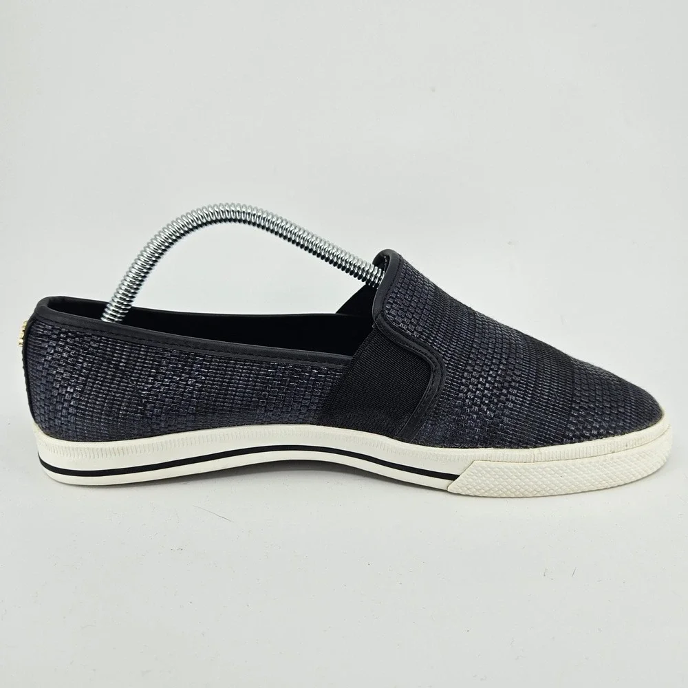 Womens Lauren Ralph Lauren Slip On Sneakers Size 9.5M Black Classic Woven Casual